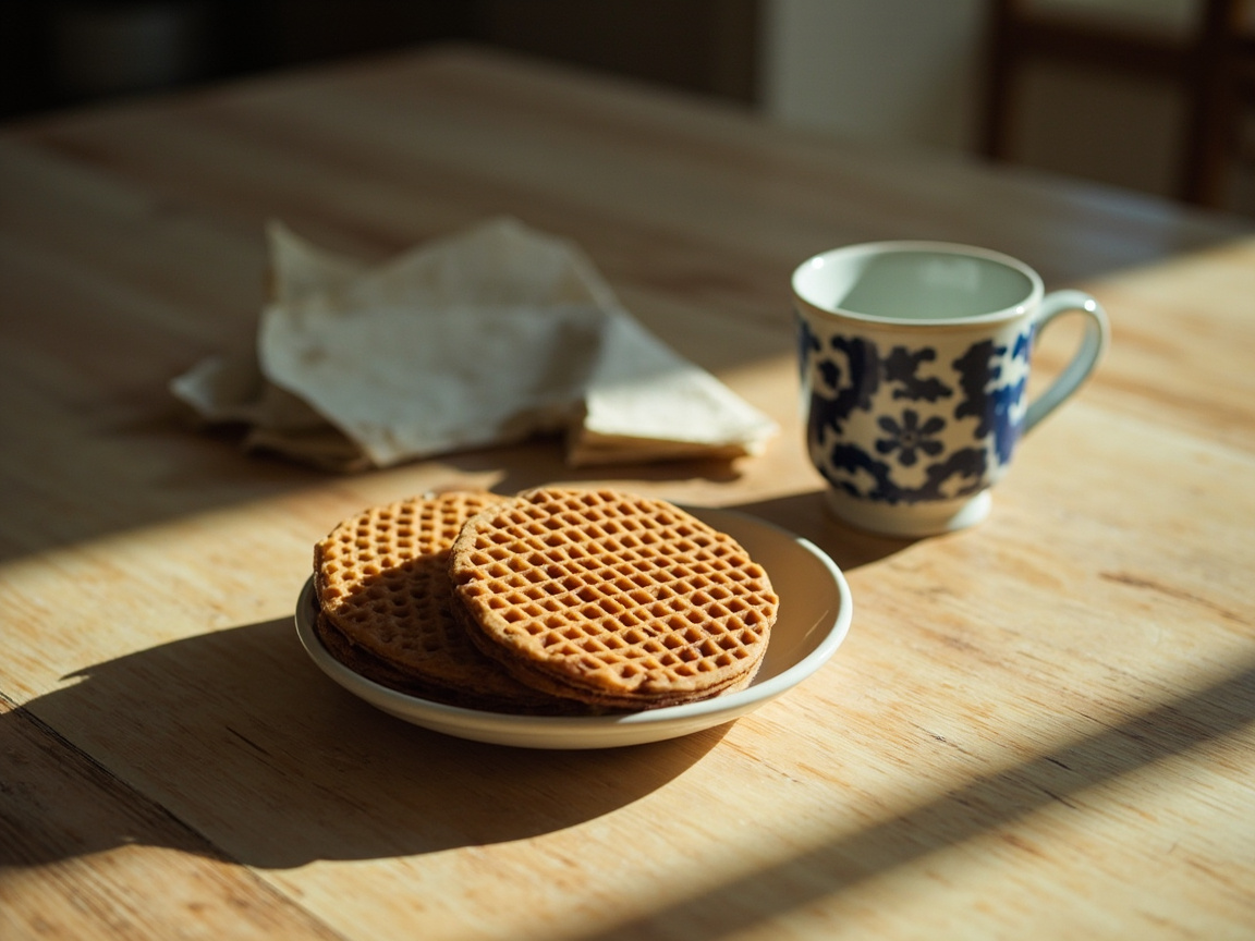 Stroopwafel con dos caramelos.